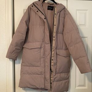 Everlane ReNew long puffer in taupe!!